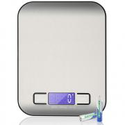 Kitchen Scales Digital, 11lb/5kg Ultra Thin Food/Cooking/Baking Scale,1g/0.1oz Precise Graduation 5 Units Tare Function Touch Button, Backlit LCD High Precision, Stainless Steel-5kg